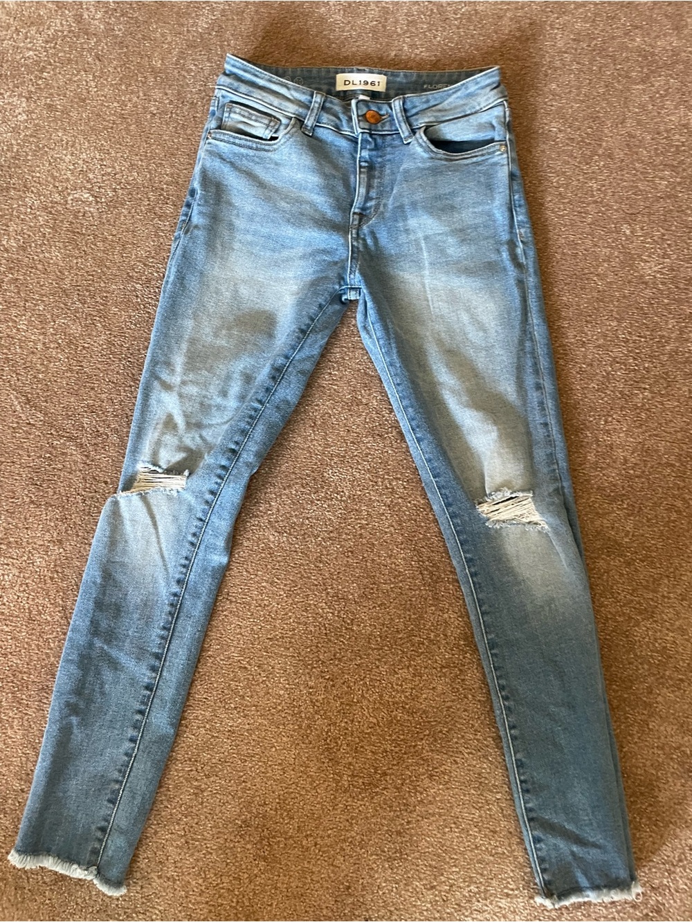 DL1961 Light Blue Distressed Skinny Jeans